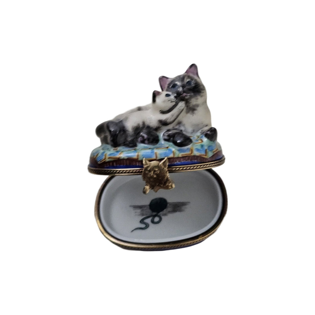Siamese Cat w Kitten Limoges Box, view 7