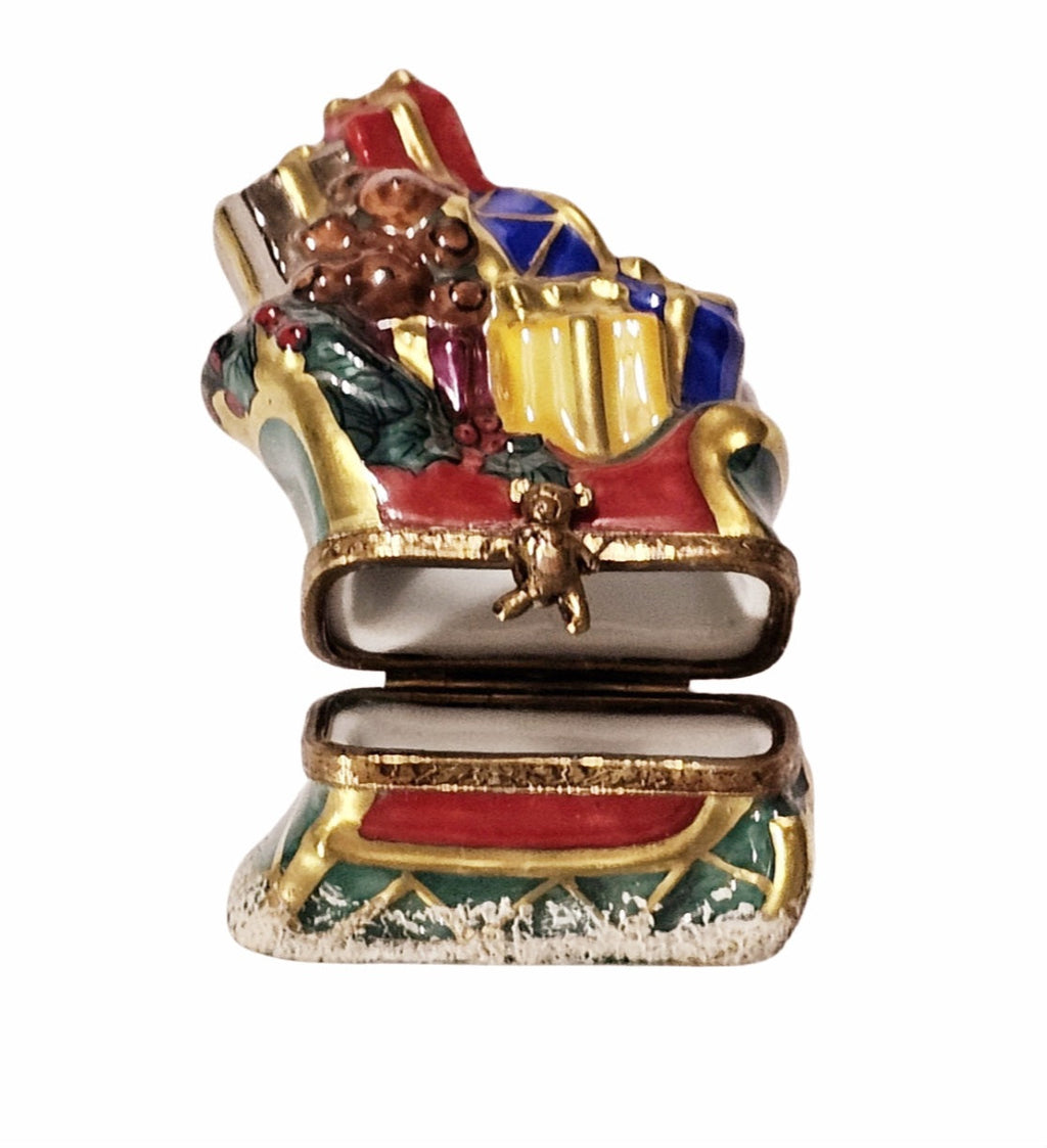 Santa's Sleigh w Gifts Limoges Box, view 2