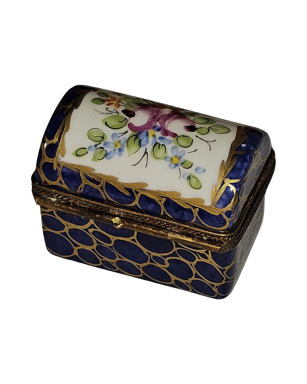 Dark Blue Chest with Flowers & Gold Trim, view 5