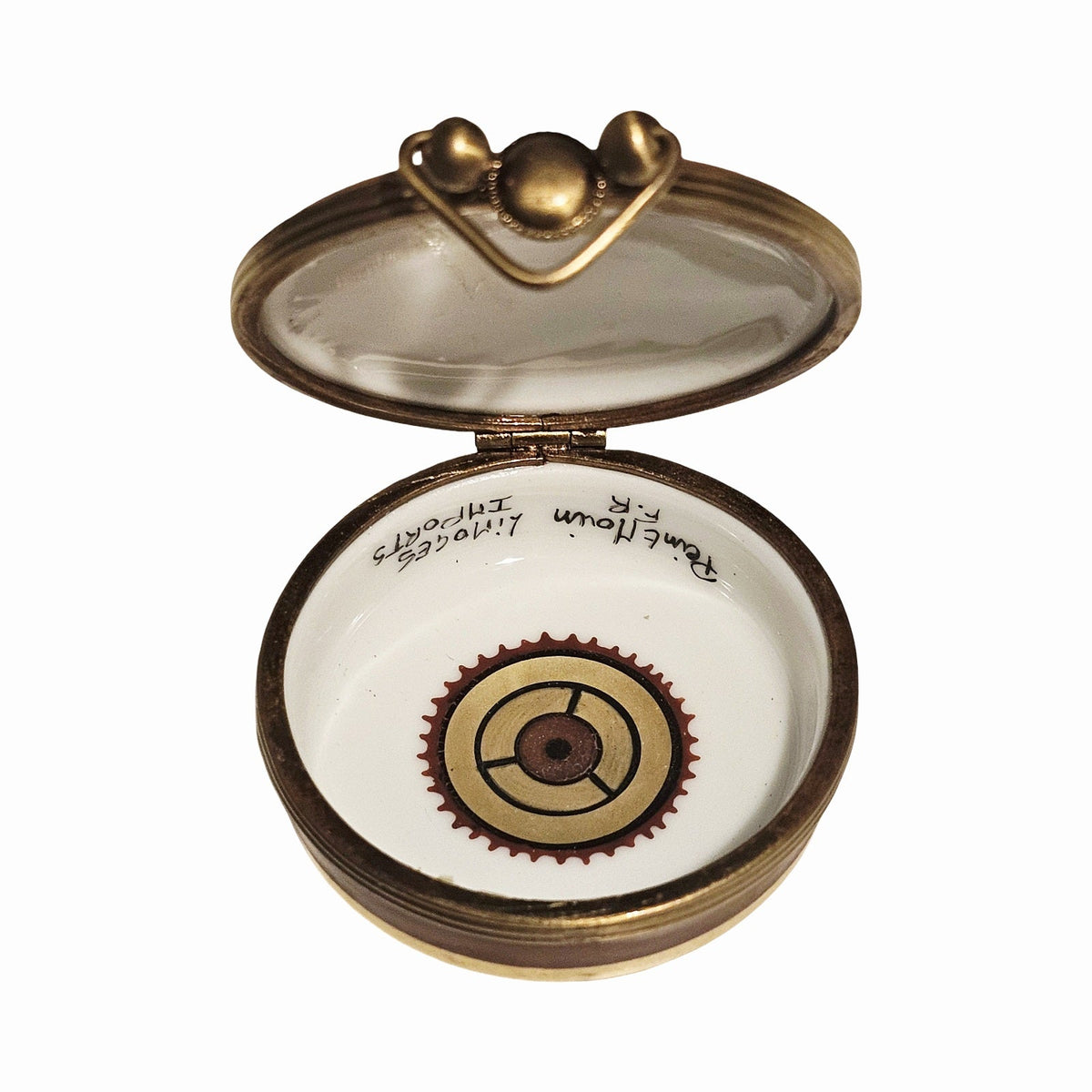 Gold Pocket Watch Limoges Porcelain Art Box, view 2