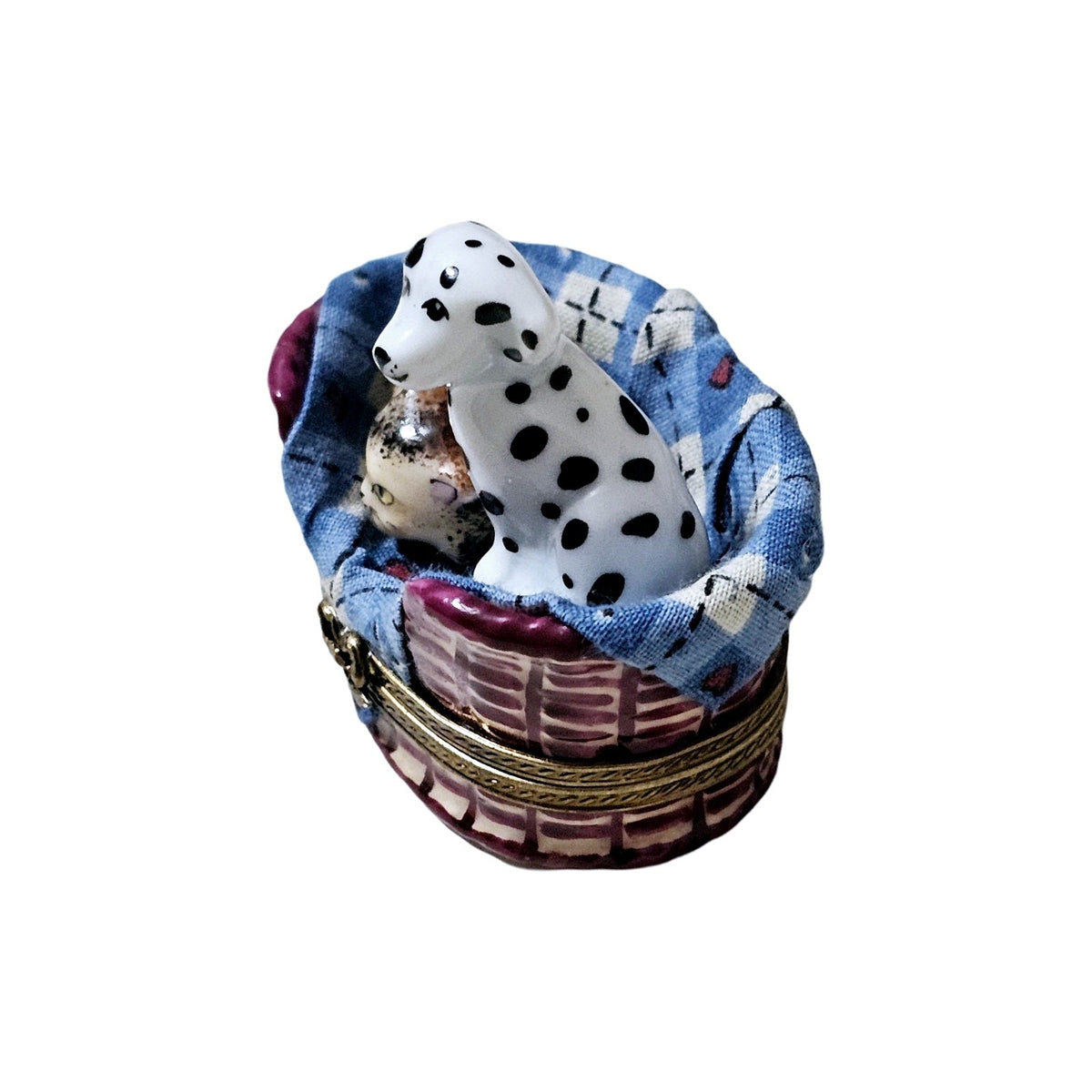 Dalmatian Dog w Cat in Basket w Trinkets, view 6