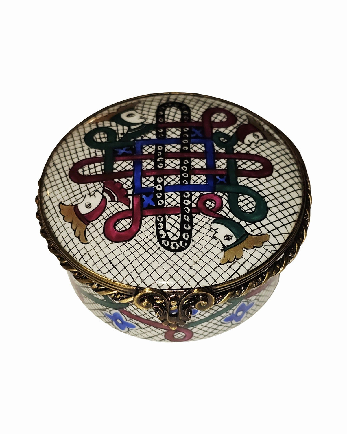 Jester Whimsical Round Limoges Box, a hand-painted Limoges porcelain gift