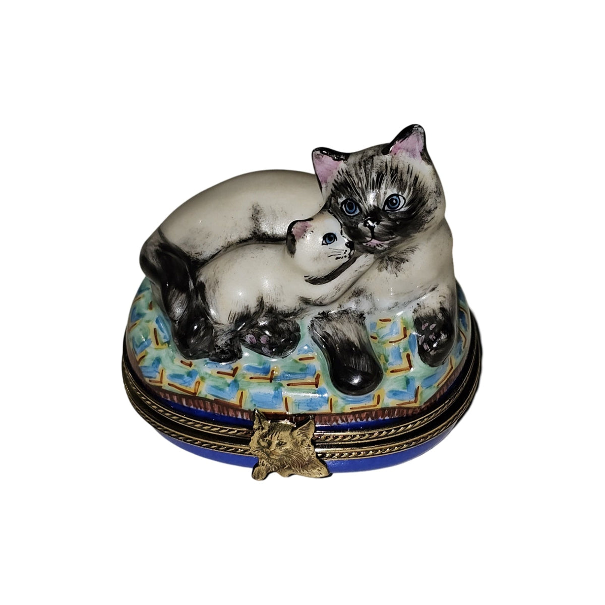 Siamese Cat w Kitten Limoges Box, view 3