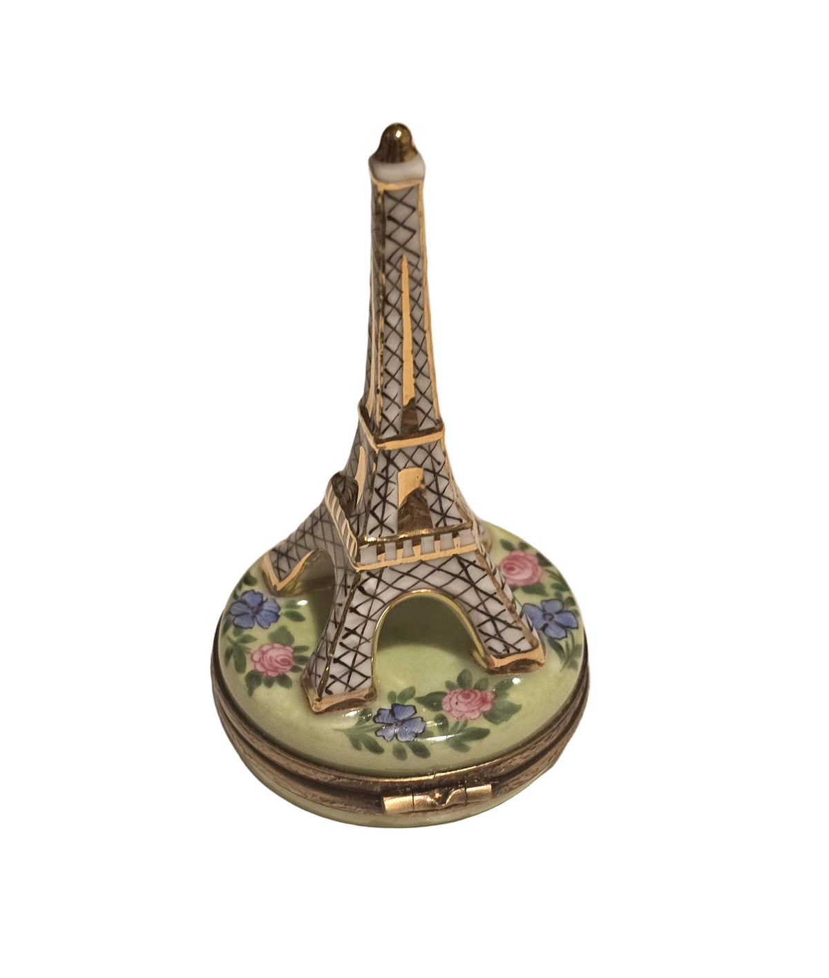 White Eiffel Tower w Flowers Limoges Box, view 3