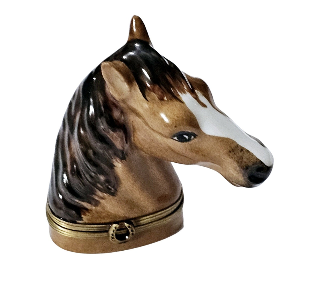 Exquisite Horse Head Limoges Box for Equestrian Enthusiasts, a hand-painted Limoges porcelain gift