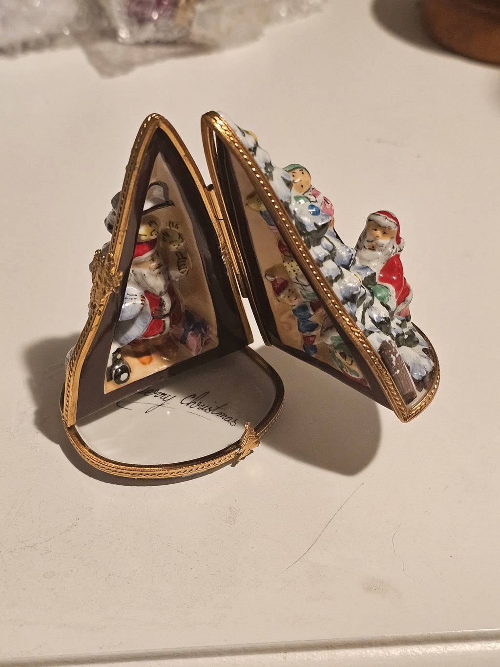 Triple Hinged Christmas Tree Limoges Box Figurine, view 2