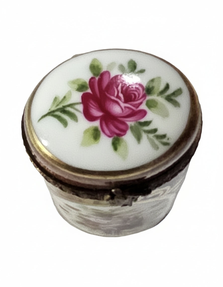 Long Cyndrical Brown Limoges Box, view 3