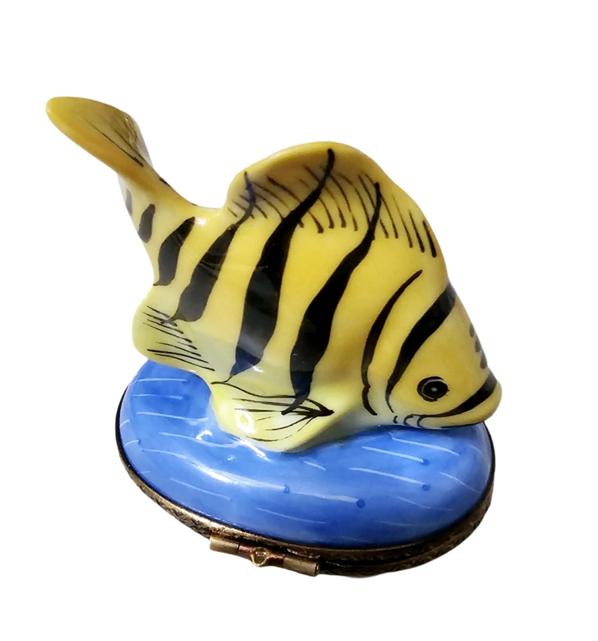 Yellow Fish Black Stripes Limoges Box, view 3