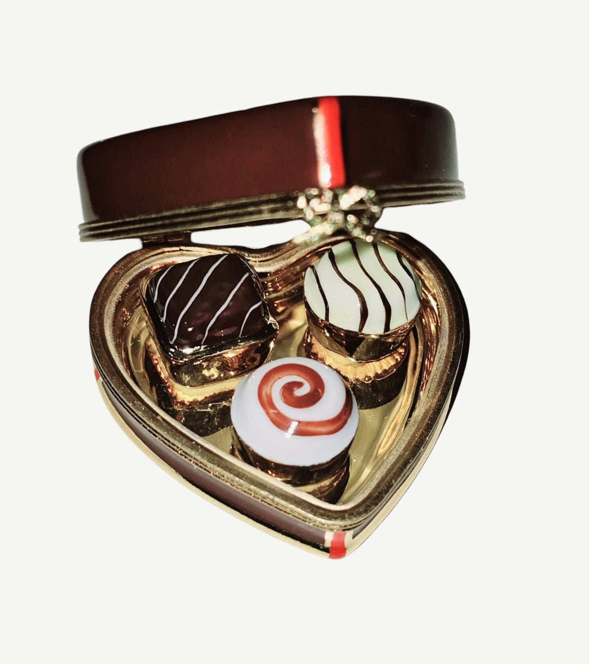 Chocolate Porcelain Heart Box w Porcelain Chocolates, view 2