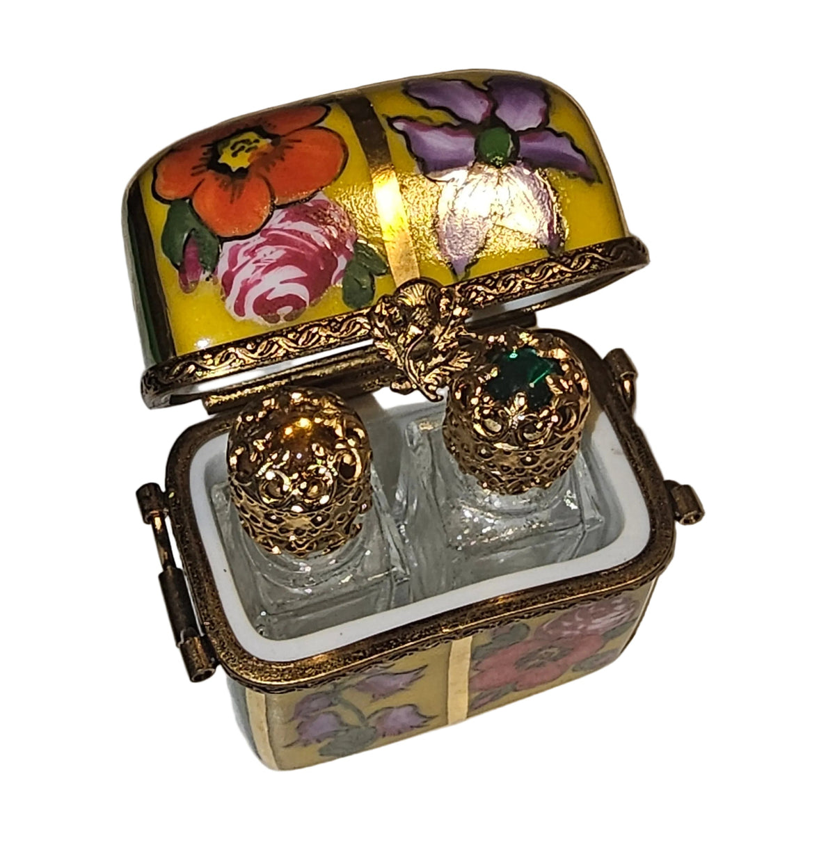 Yellow Green Porcelain Perfume Flowers Box for Elegant Gifting, view 2