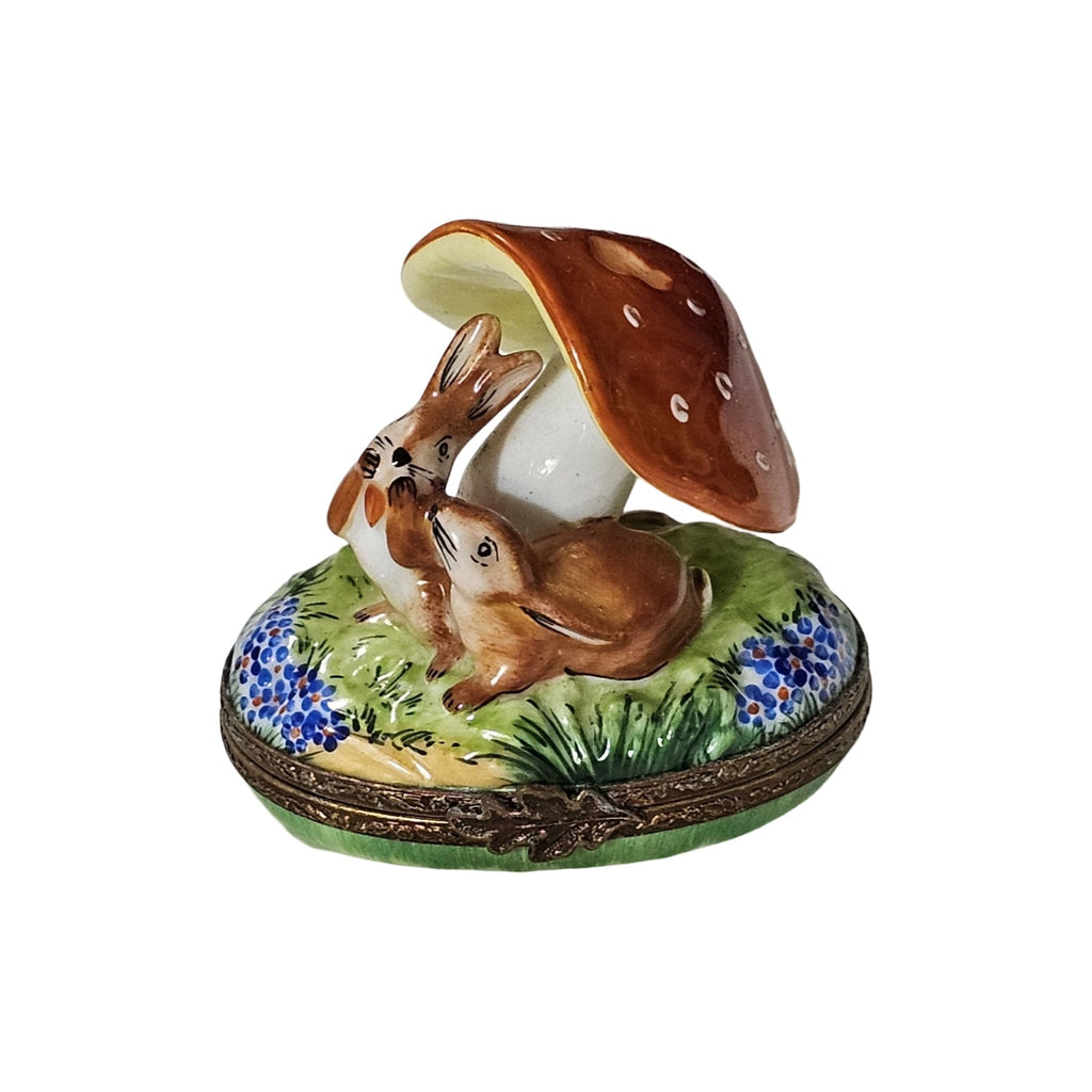 Rabbits Under Mushroom Limoges Box, view 6