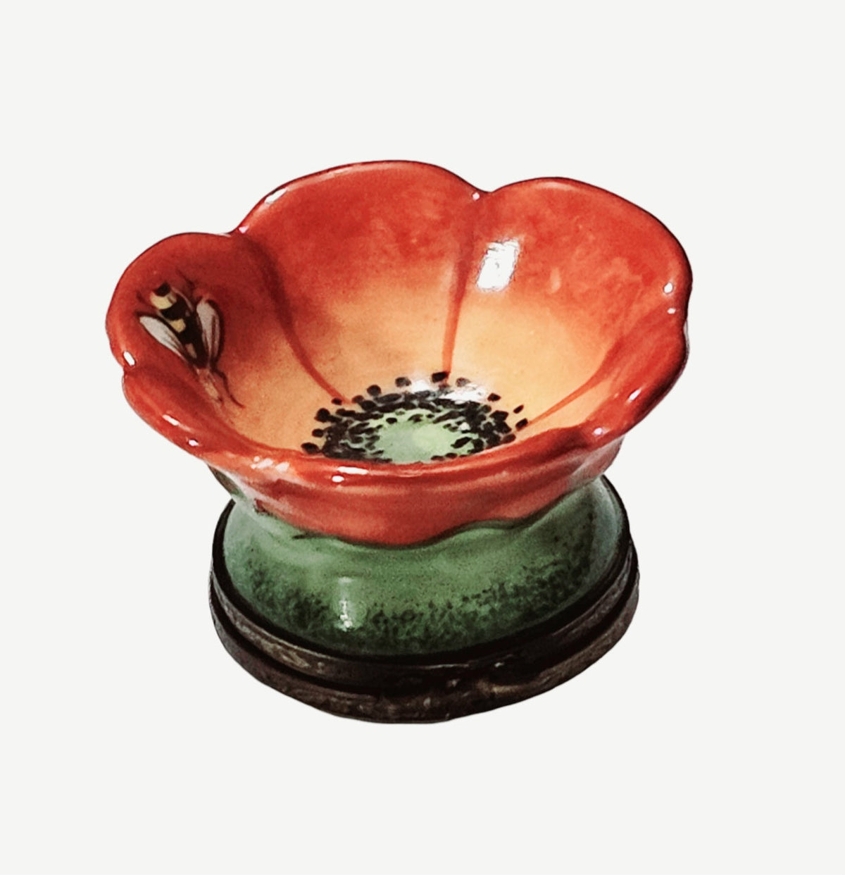 Orange Open Flower w Bee Limoges Box, view 2