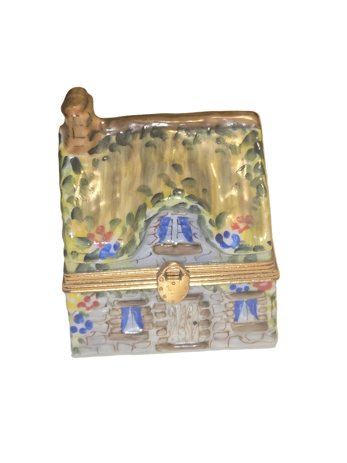 Yellow Cottage Home House, a hand-painted Limoges porcelain gift