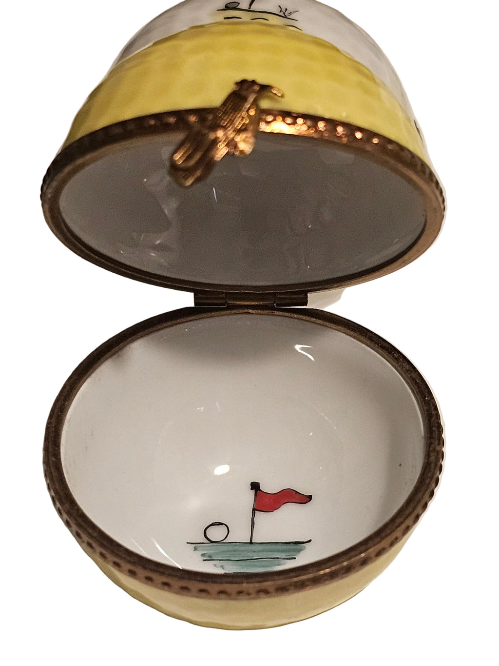 Yellow Golf Ball w Flag Painted Inside, view 2