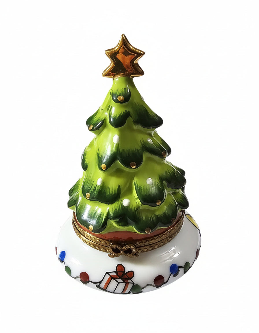 Christmas Tree with Doll Inside 4.25 Limoges Box Figurine, view 5