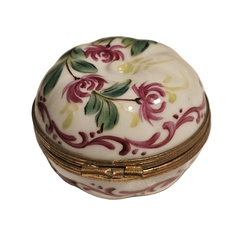 Apple Shape W Flowers Porcelain Limoges Porcelain Art Object, view 3