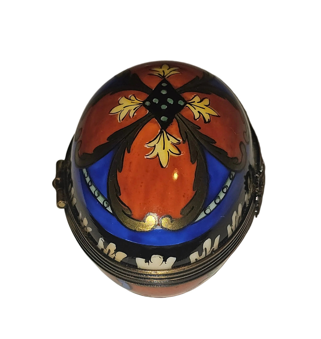 Snazzy Orange Blue Egg Horizon Limoges Box, view 4