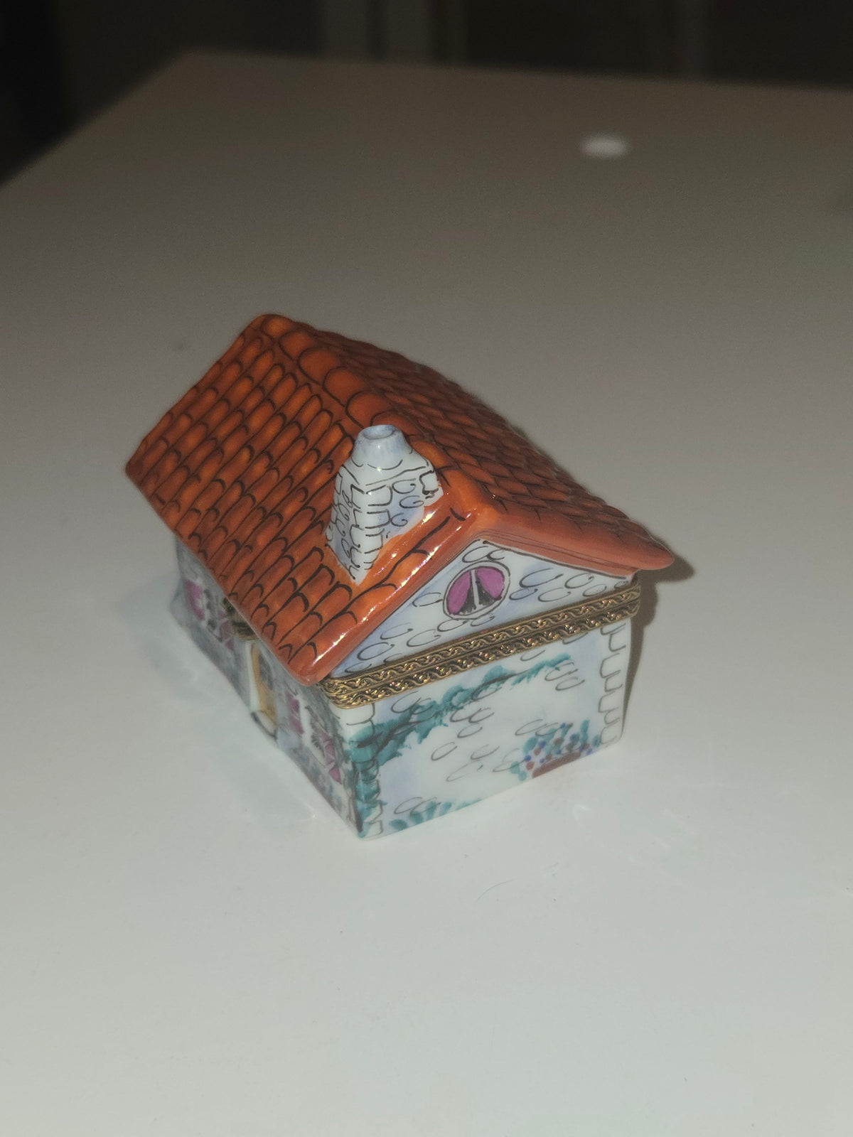 White House w Red Roof Limoges Box Cottage Home Gift, view 4
