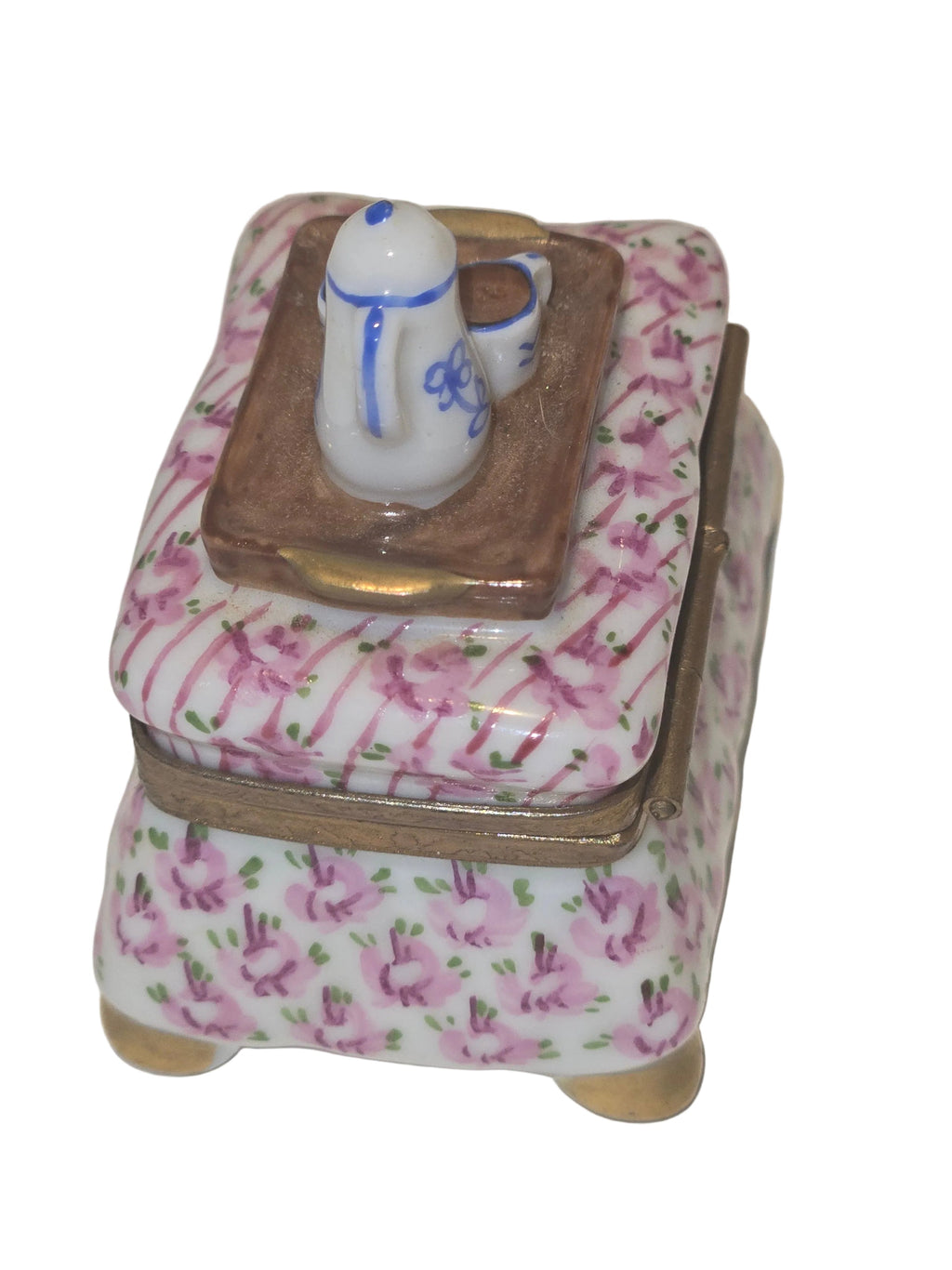 Pink Flowered Foot Stool w Tea, view 5