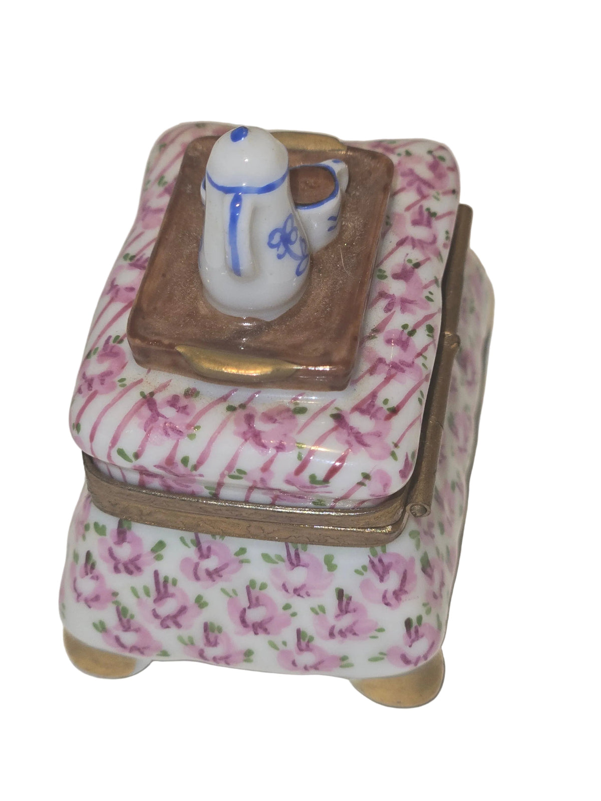 Pink Flowered Foot Stool w Tea, view 5