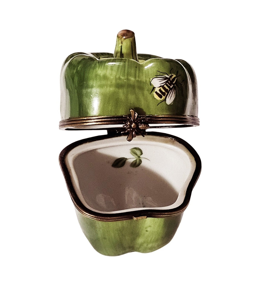 Green Pepper with Bee Limoges Box, view 2