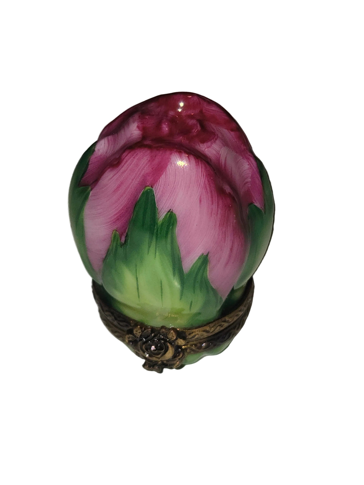 Small Rose Bud Stem, a hand-painted Limoges porcelain gift