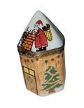 Santa Claus on Christmas House Limoges Box, a hand-painted Limoges porcelain gift