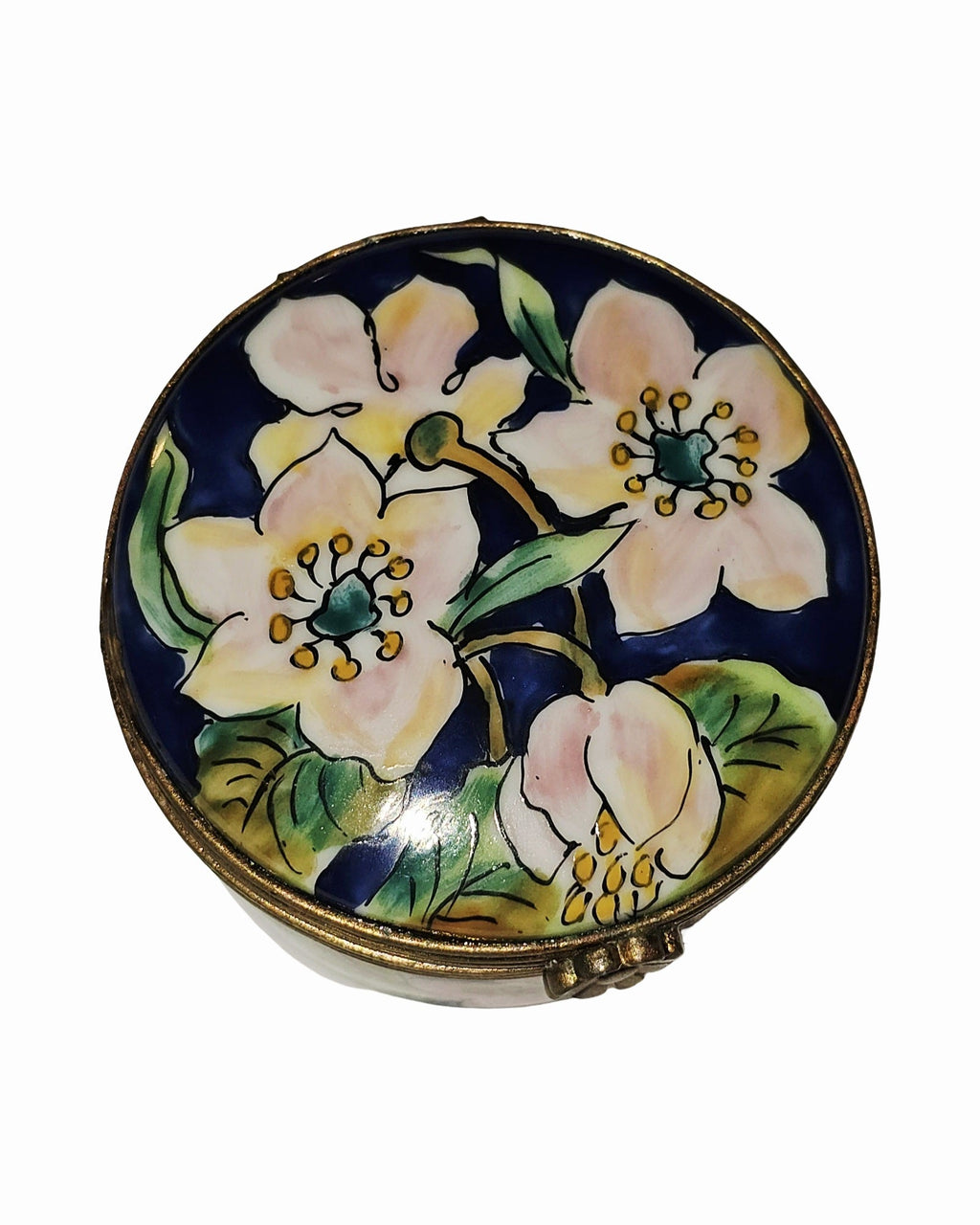Cobalt Blue w Helleborn Flowers, a hand-painted Limoges porcelain gift