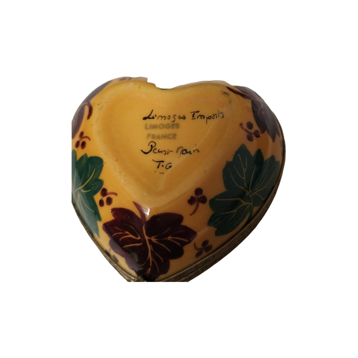 Autumn Leaves on Heart Limoges Box, view 4