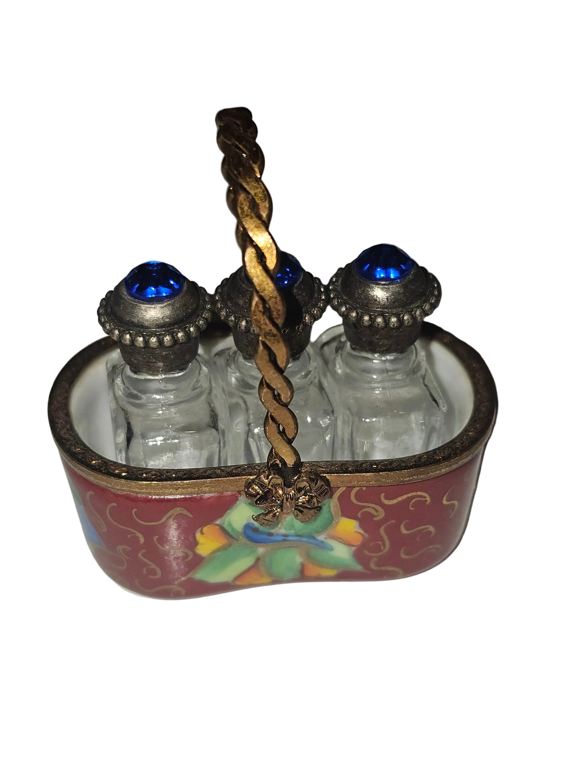 Genuine 3 Perfumes in Basket Limoges box painted by hand in France, from Limoges Boutique