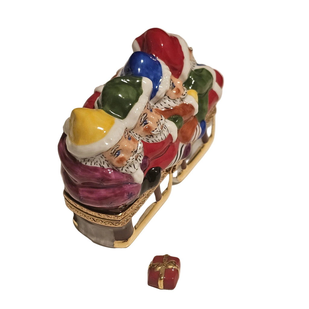 Santa in Sleigh w Present Limoges Box, view 4