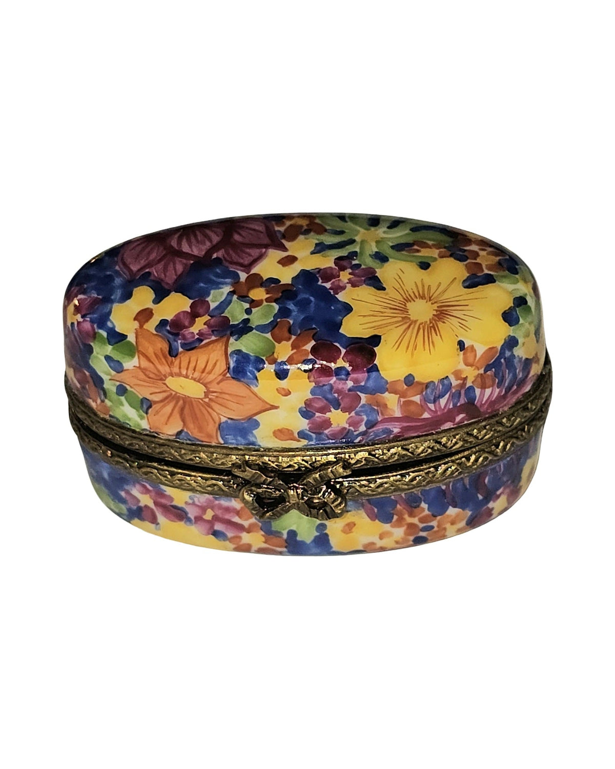 Colorful Floral on Oval, a hand-painted Limoges porcelain gift