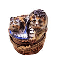 Rock and Roll Cats in a Basket Limoges Figurine, a hand-painted Limoges porcelain gift