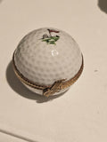 White Golf Ball with Hole Flag Inside, a hand-painted Limoges porcelain gift