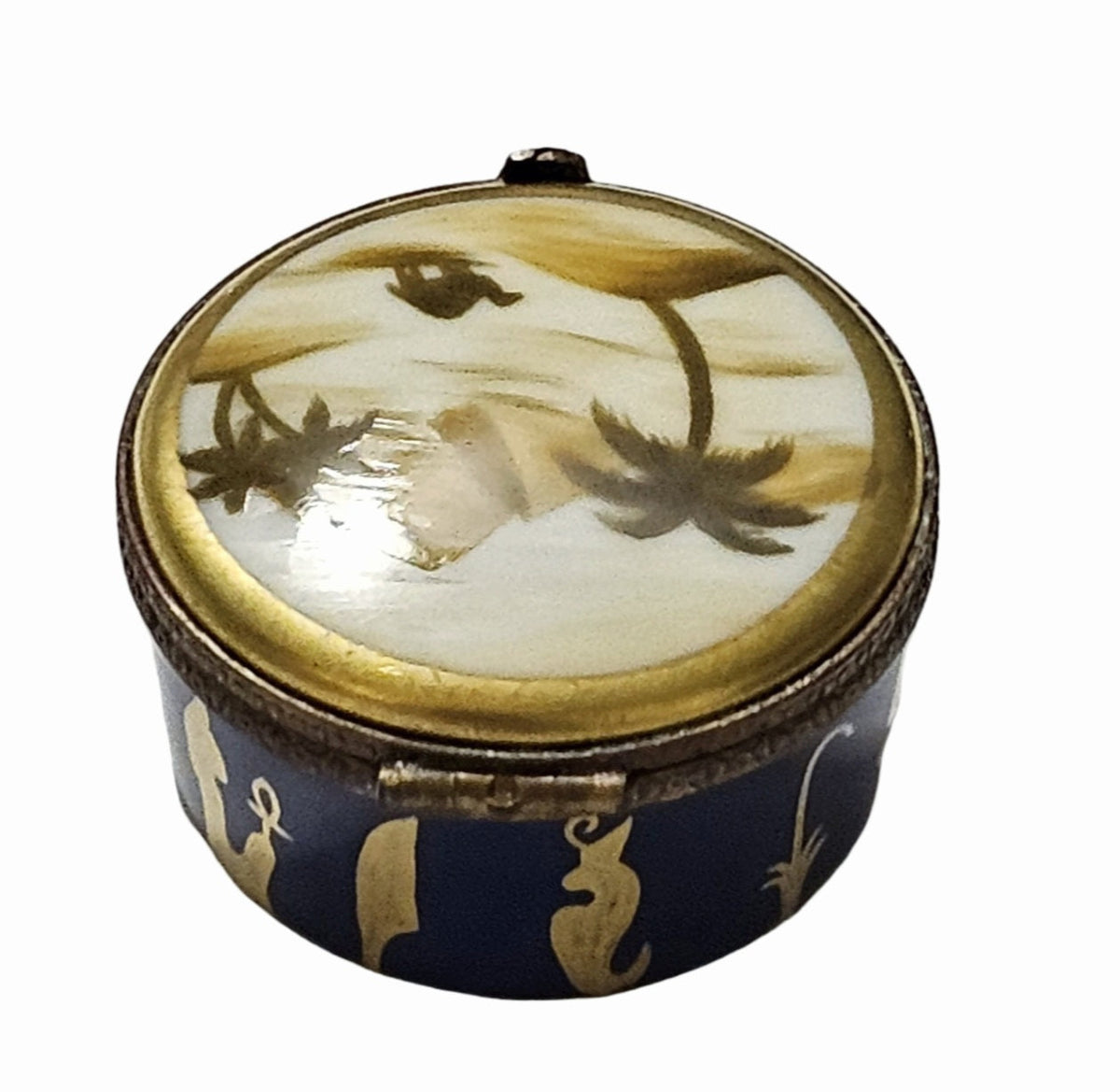 Egypt On Round with Blueberries Limoges Box for Collectors, view 3
