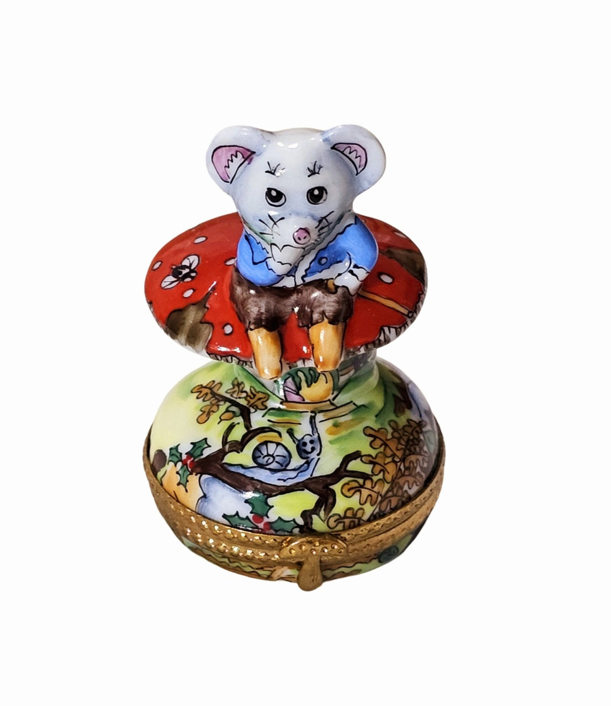 Mouse on Mushroom Limoges Box for Collectors Limoges, a hand-painted Limoges porcelain gift