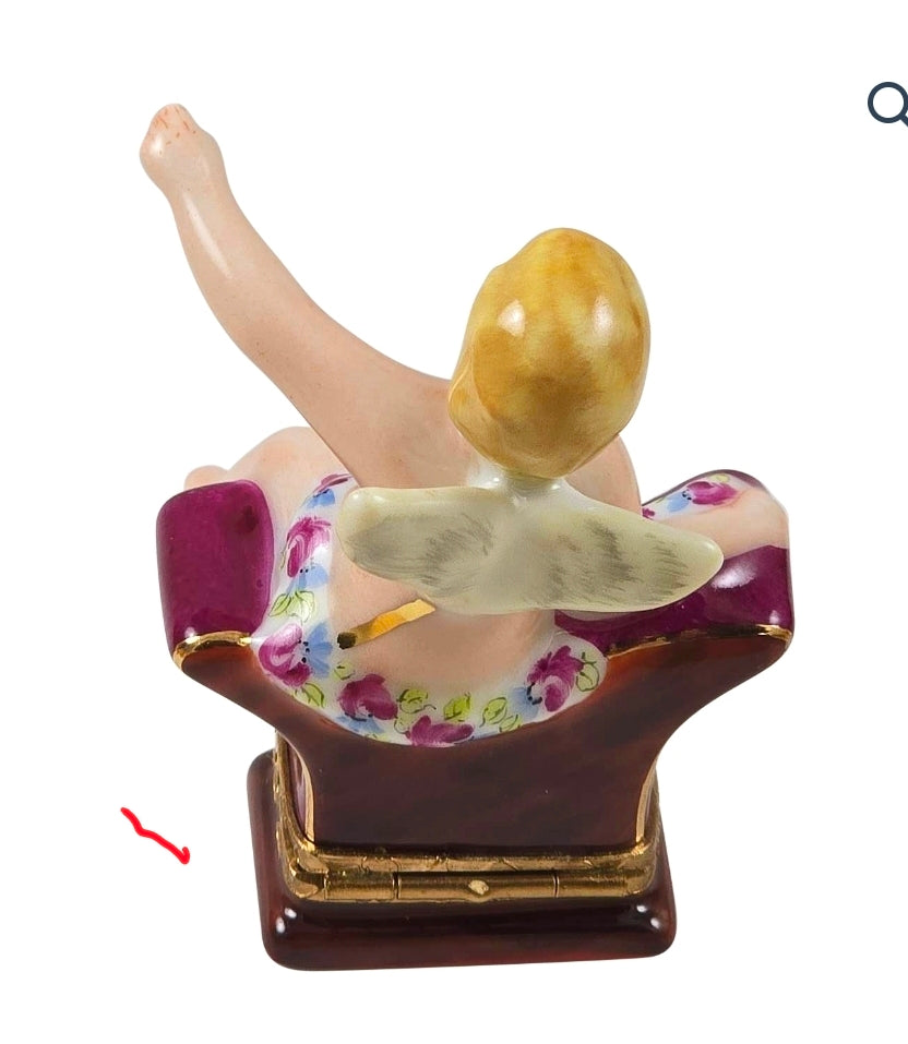 Sitting Angel Limoges Box Figurines, view 3