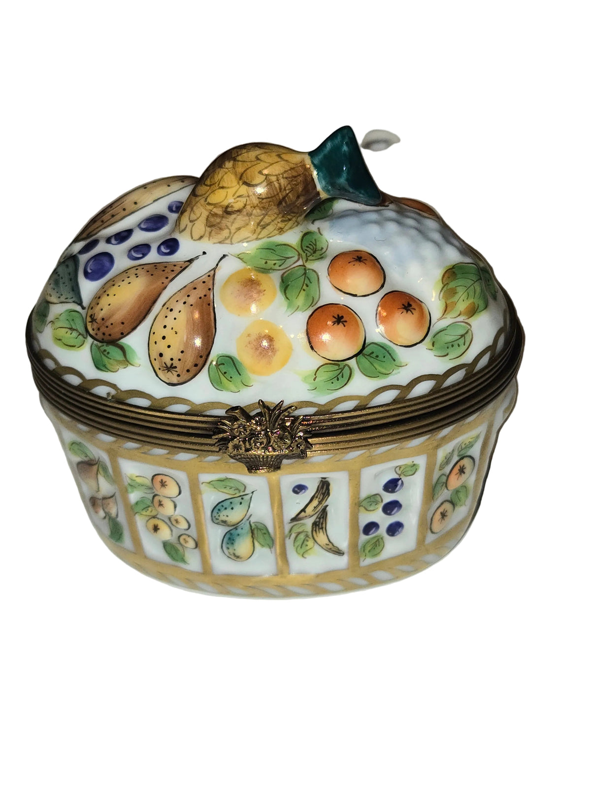 Large Fruit Basket, a hand-painted Limoges porcelain gift