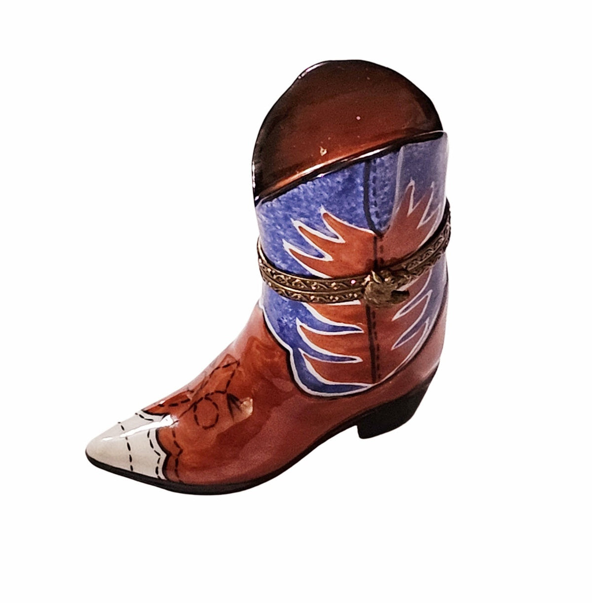Cowboy Boots Red and Blue Collectible, a hand-painted Limoges porcelain gift