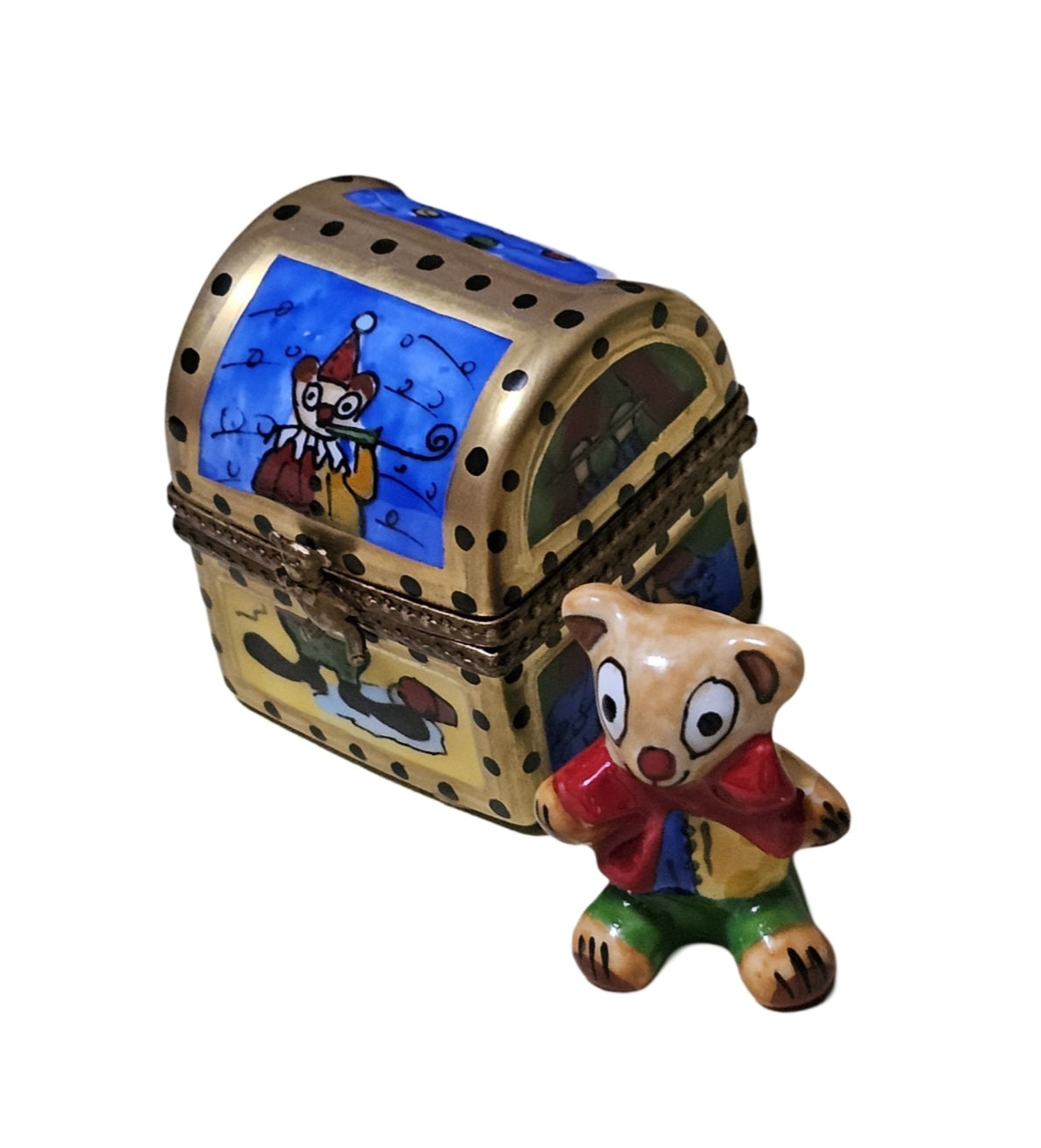 Authentic Teddy Clown Toy Limoges box, hand-painted in France, from Limoges Boutique