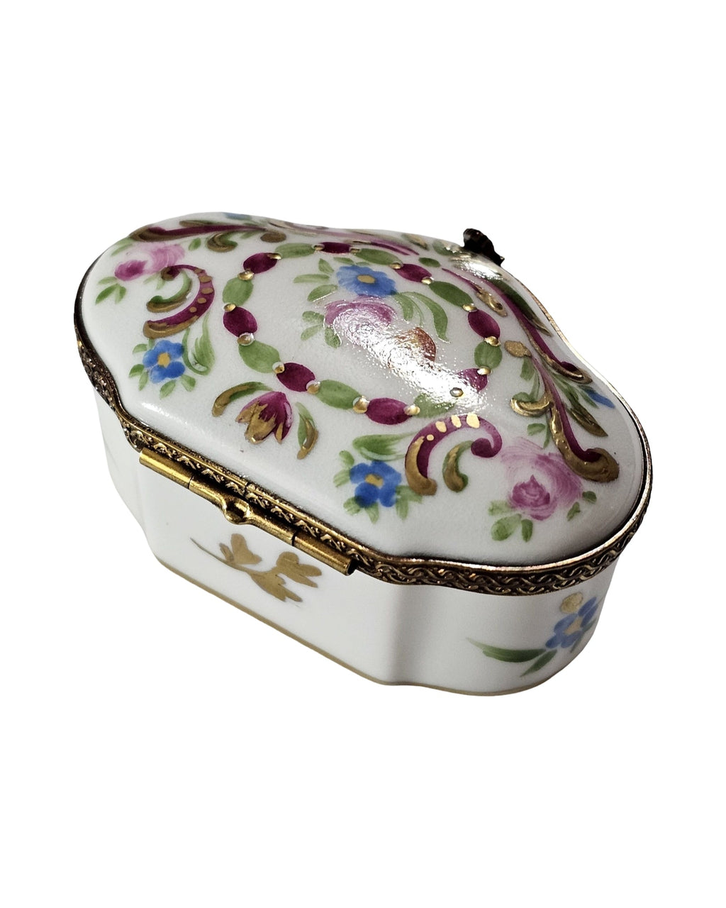 Shaped Limoges with Pink Flowers Box, view 4