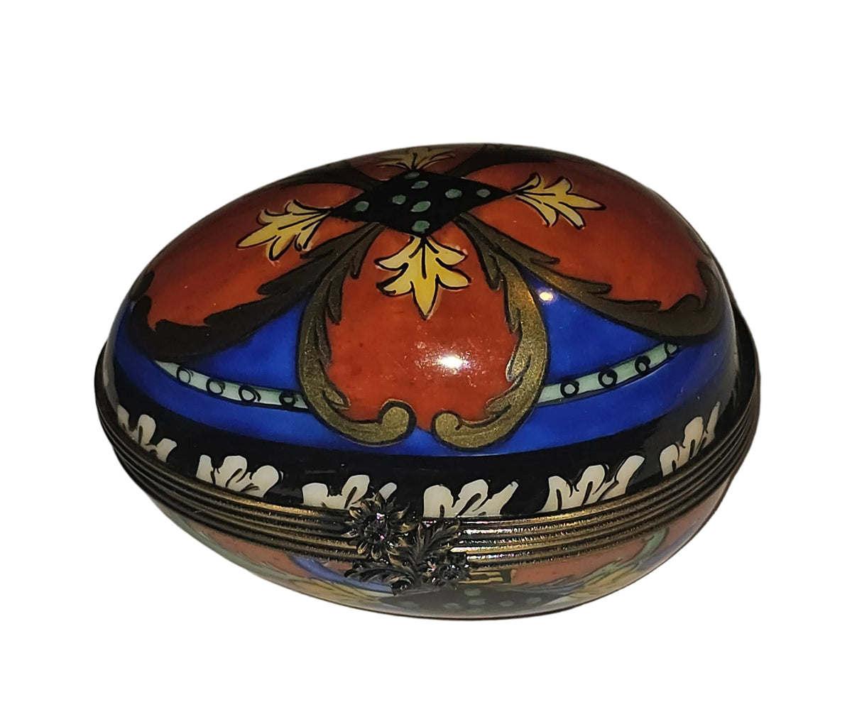 Snazzy Orange Blue Egg Horizon Limoges Box, view 6