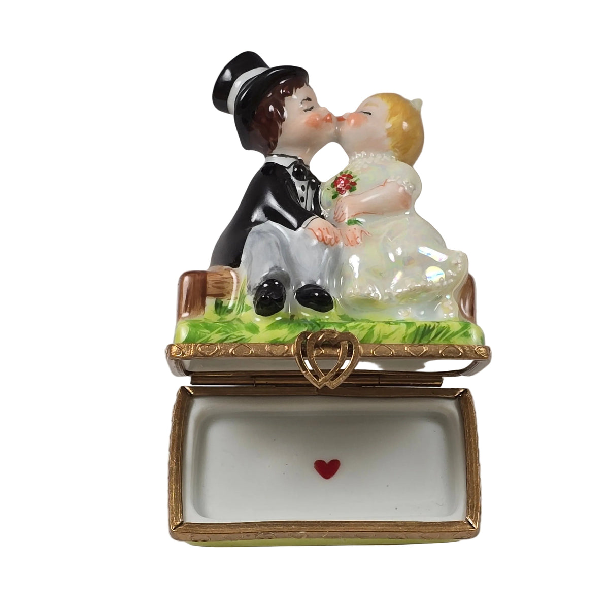 Kissing Couple on Bench, view 2