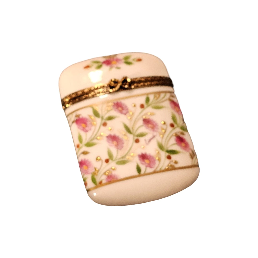 Madame Pompadour Tall Flat with Pink Flowers Limoges, view 7