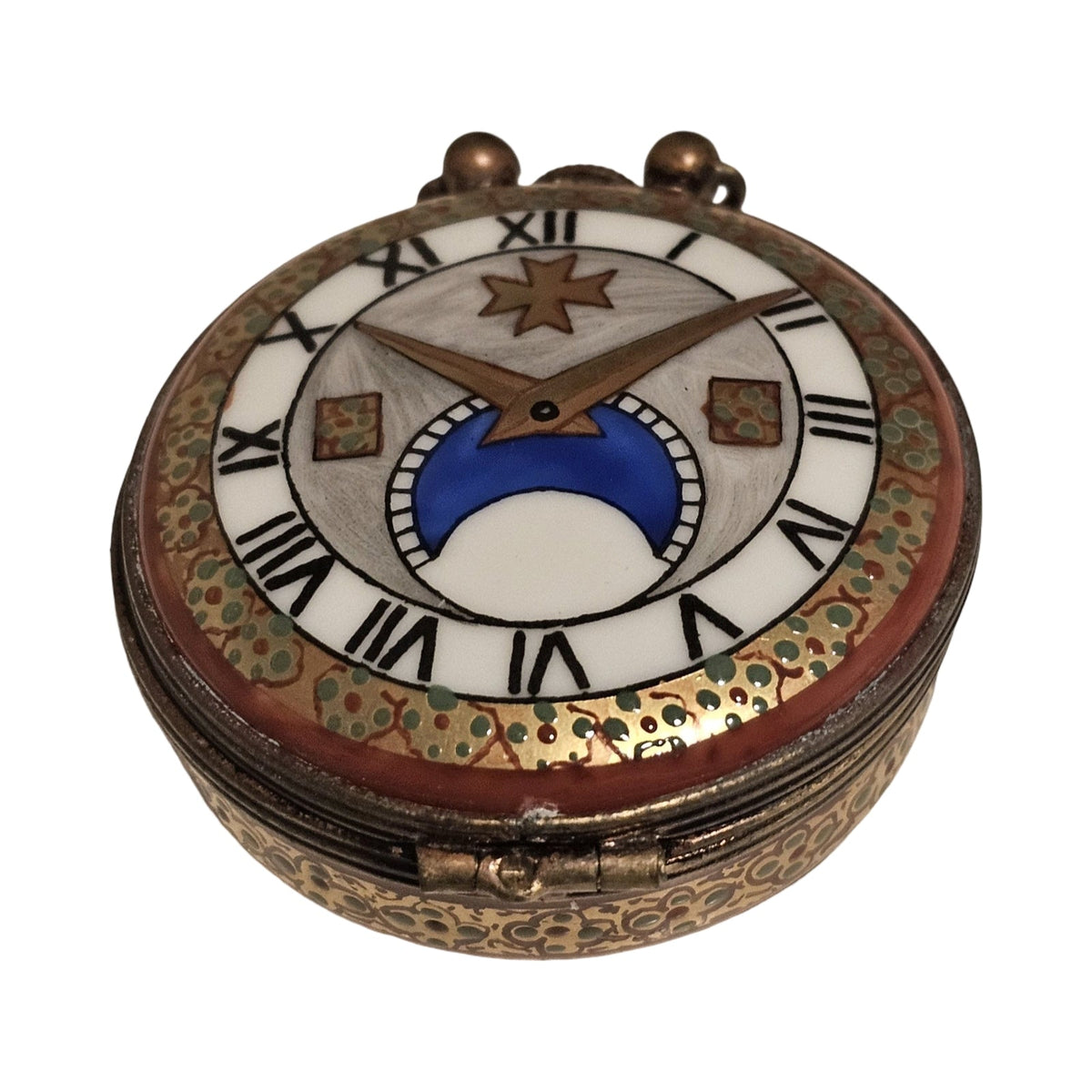 Gold Pocket Watch Limoges Porcelain Art Box, view 5