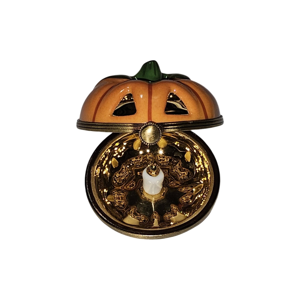 Collectible Jackolantern Pumpkin Limoges box with artisan brushwork
