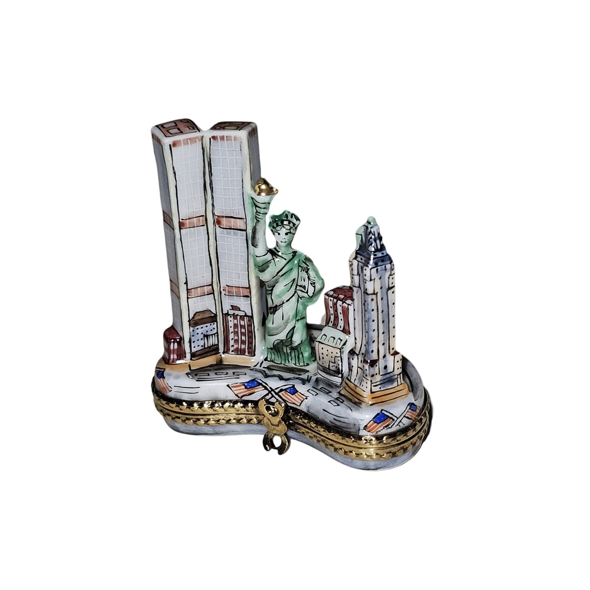 Old New York City Sky Line w World Trade Center NYC Limoges Box, view 4