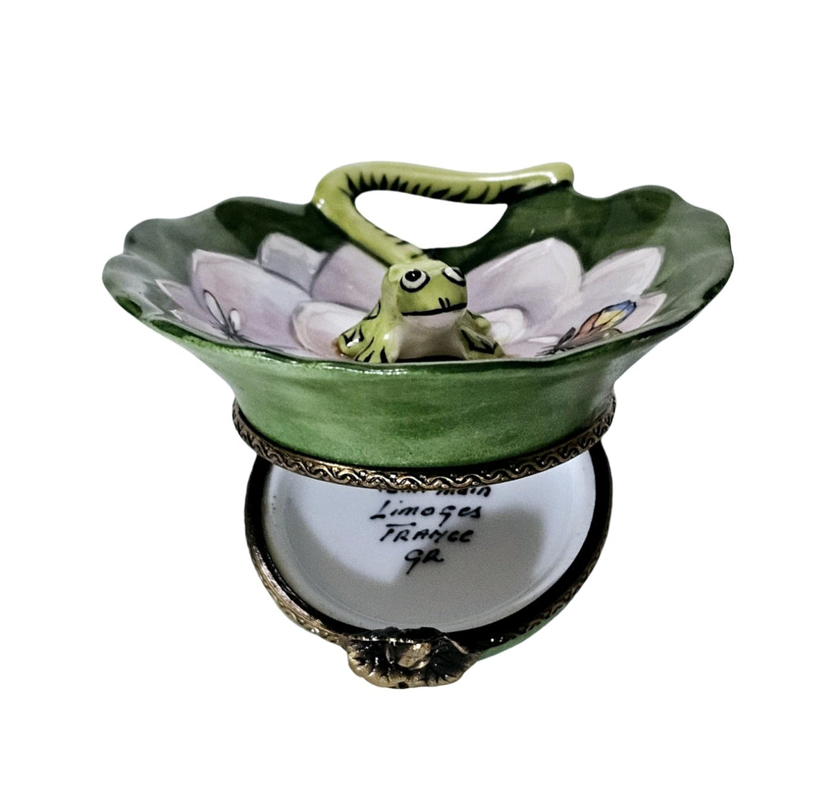 Frog in Lilly Pad Limoges Box Gift for Nature Lovers, view 2