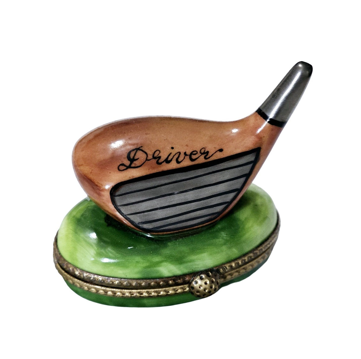 Brown Golf Club Porcelain Art Object for Collectors Limoges, a hand-painted Limoges porcelain gift