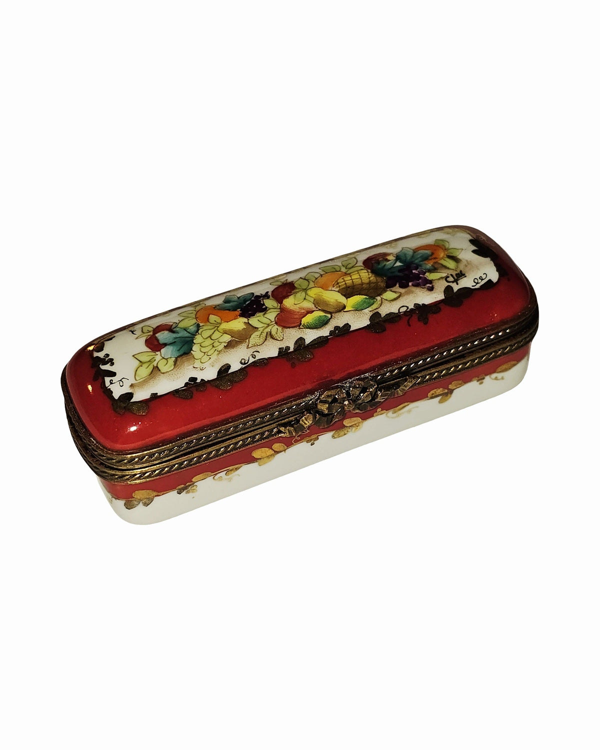 Fruit on Long Rectangle, a hand-painted Limoges porcelain gift